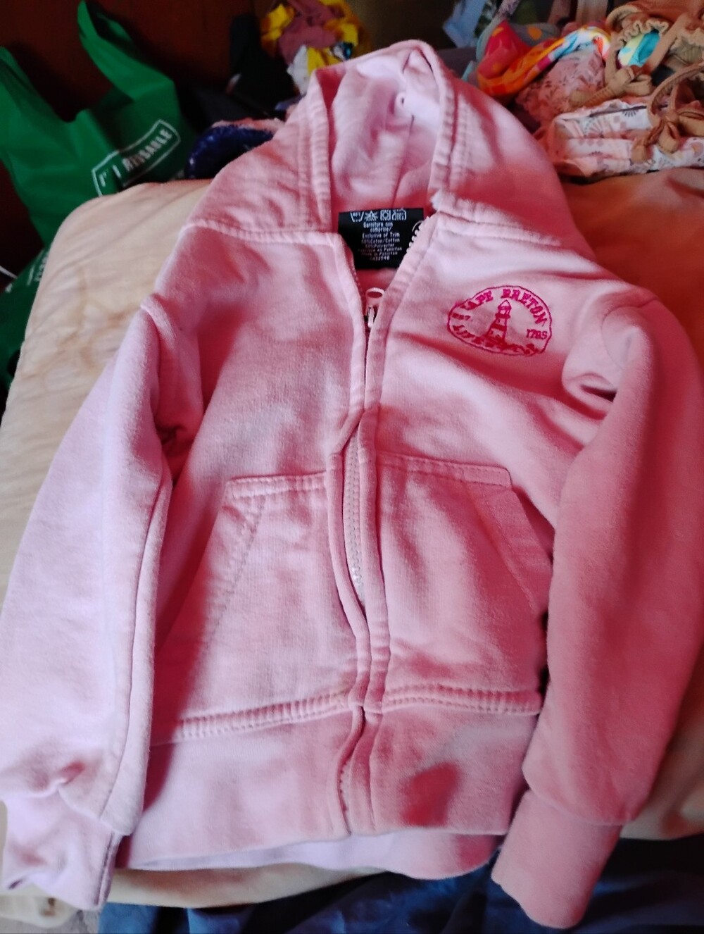 Girls' Canada Athletics Pink Hooded Zip-Up Sweater with Embroidered Logo